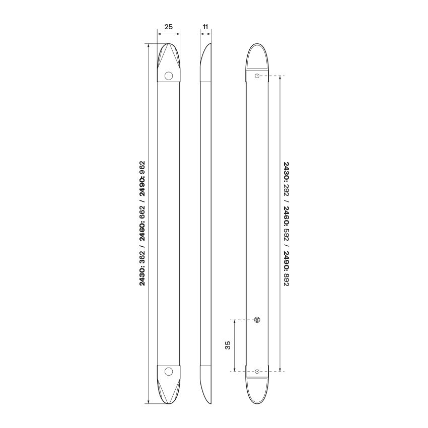 600mm Grey Interior Strip Light Lamp
