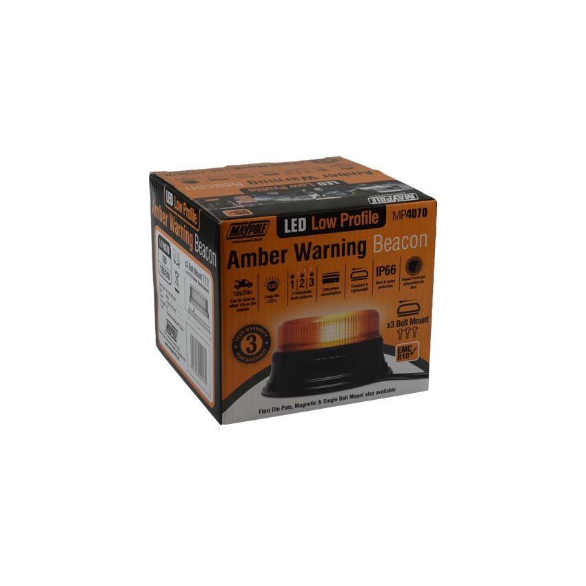 Maypole 12/24V LED Low Profile Beacon (3 Bolt Fixings)