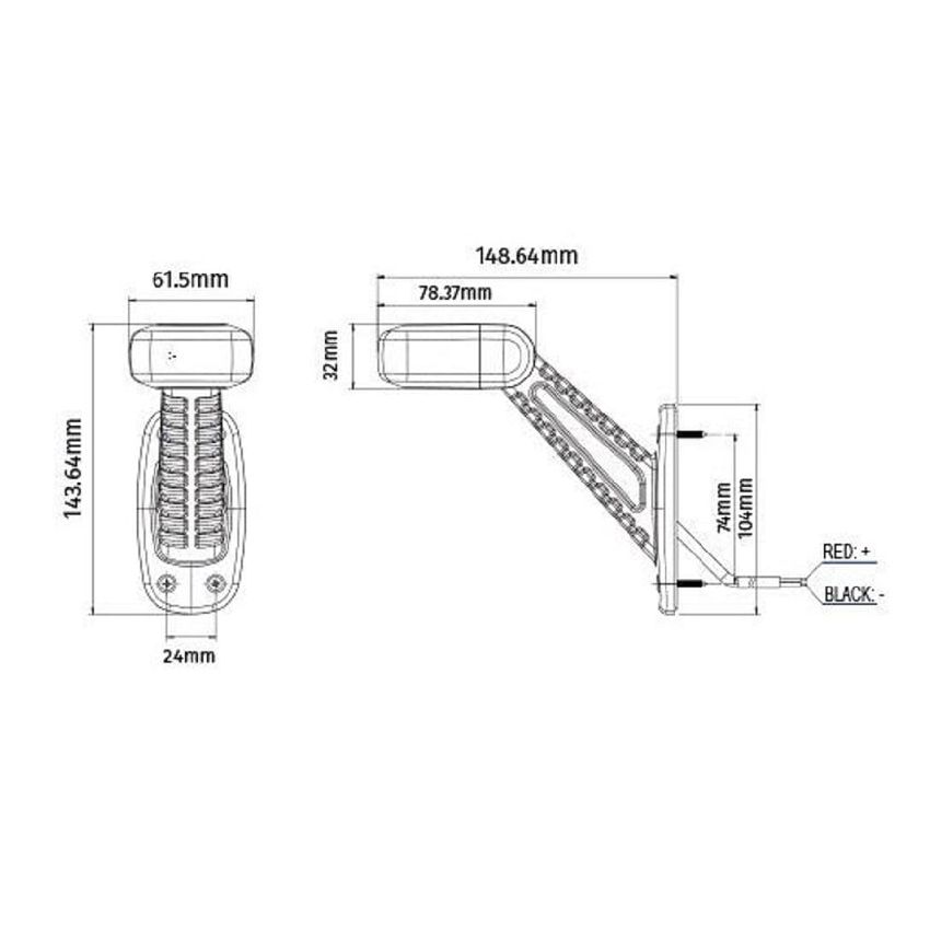 45° LED Rubber Stalk Lamp (Left)