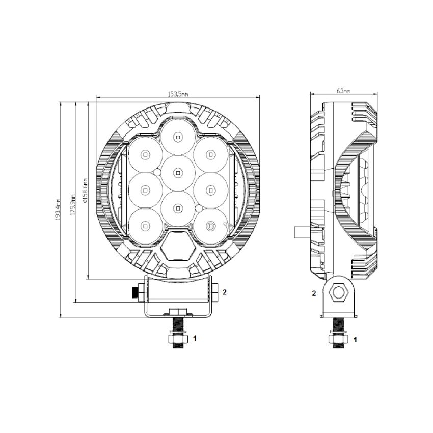 Maypole 12/24V 40W LED 7″ Driving Light