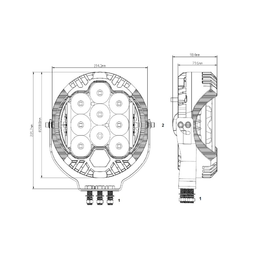 Maypole 12/24V 55W LED 9″ Driving Light