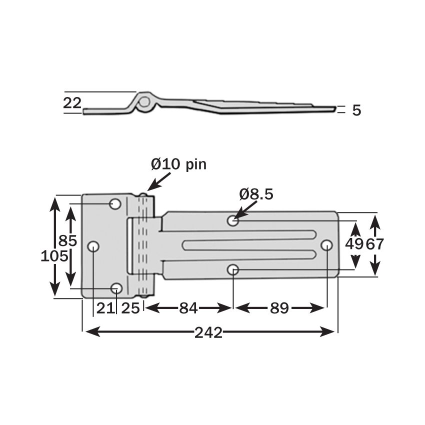 Stainless Steel Raised Blade Door Hinge - 242mm x 67mm 