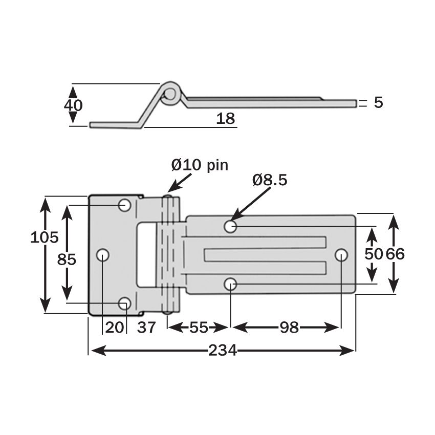 Stainless Steel Raised Blade Door Hinge - 234mm x 69mm 