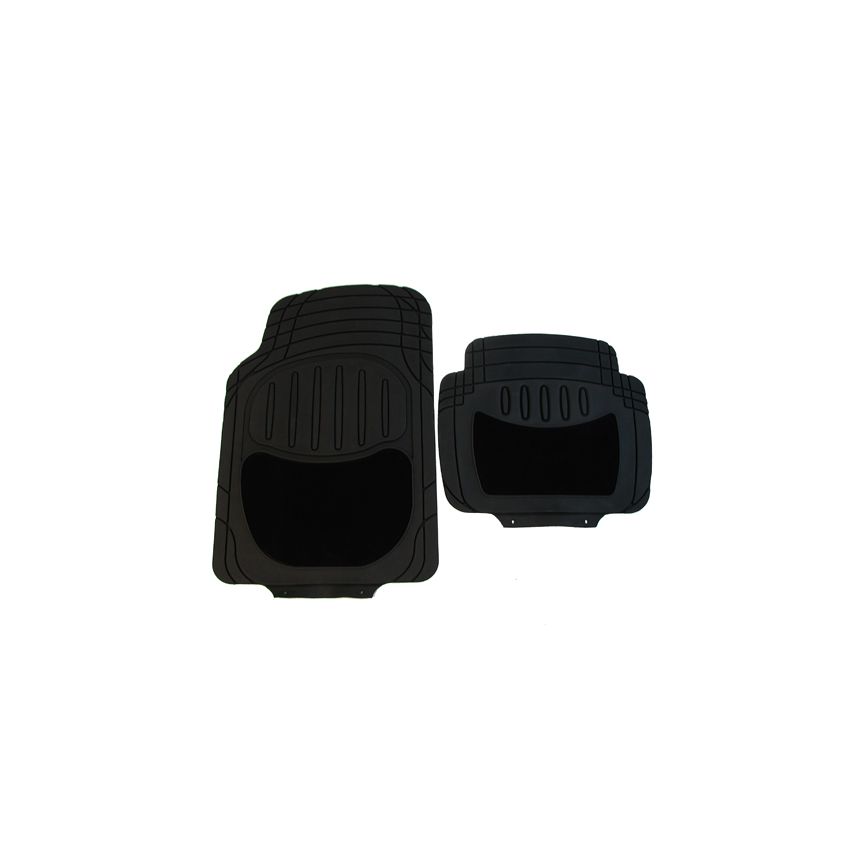 LUXURY CAR MAT SET (4) BLACK CARPET/PVC