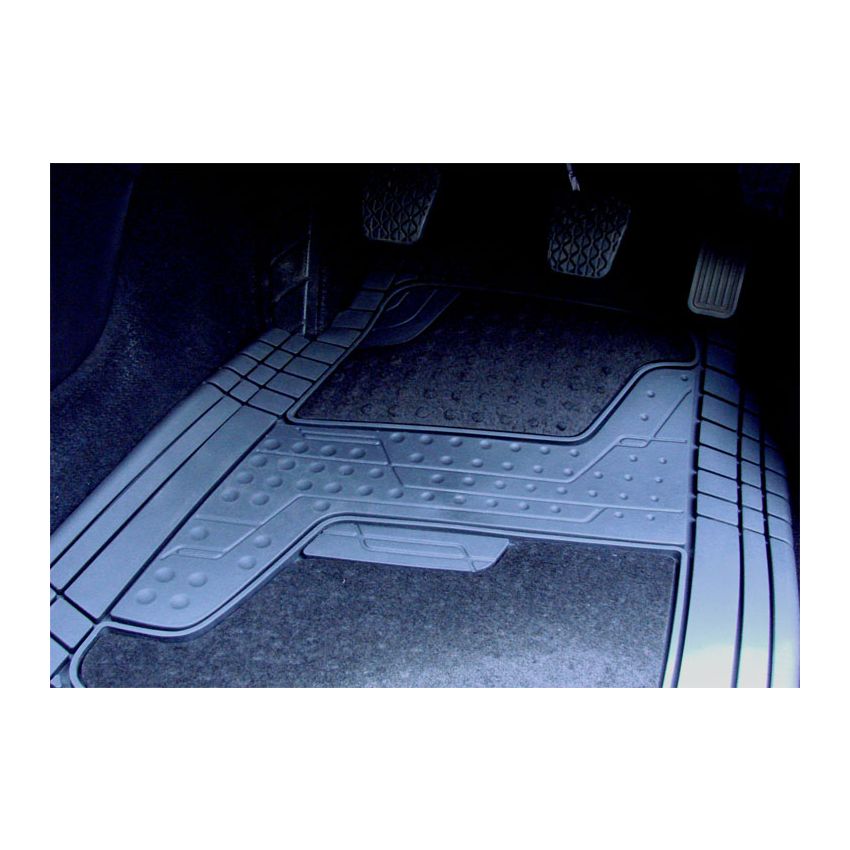 LUXURY CAR MAT SET (4) BLACK CARPET/PVC