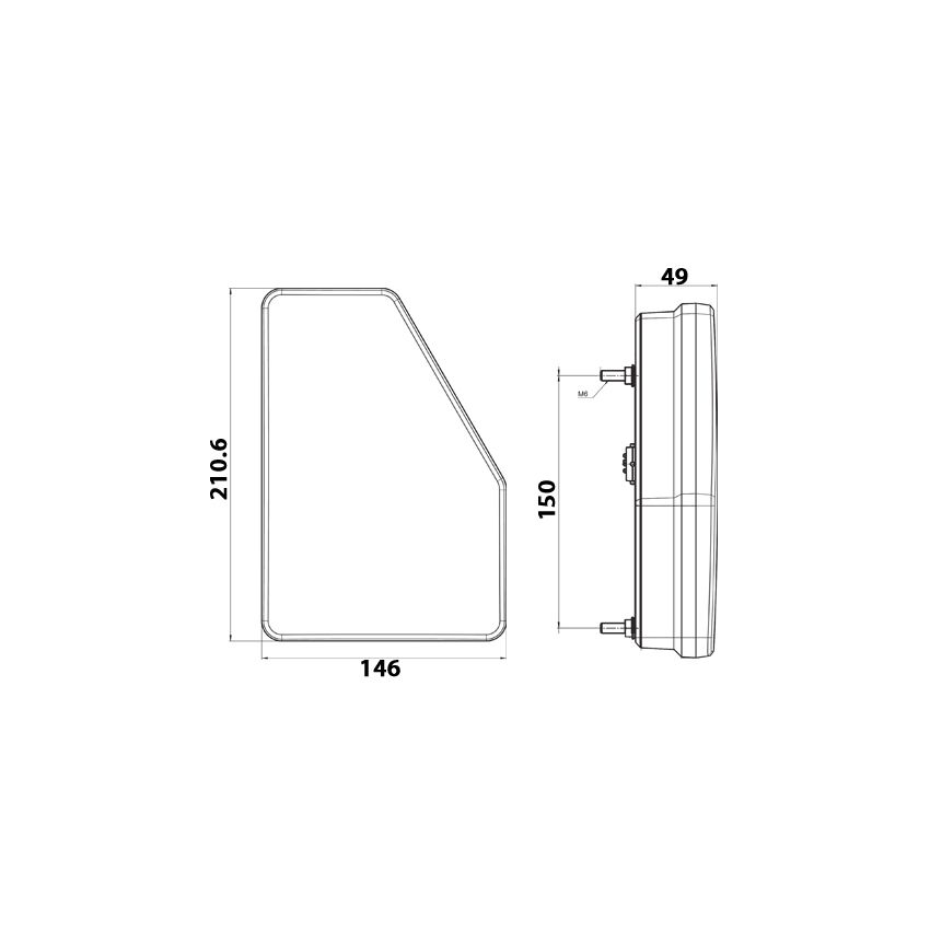 LAMP - RIGHT HAND VERTICAL 12V LED REAR COMBI S/T/I/F/REV/REF CABLE BK