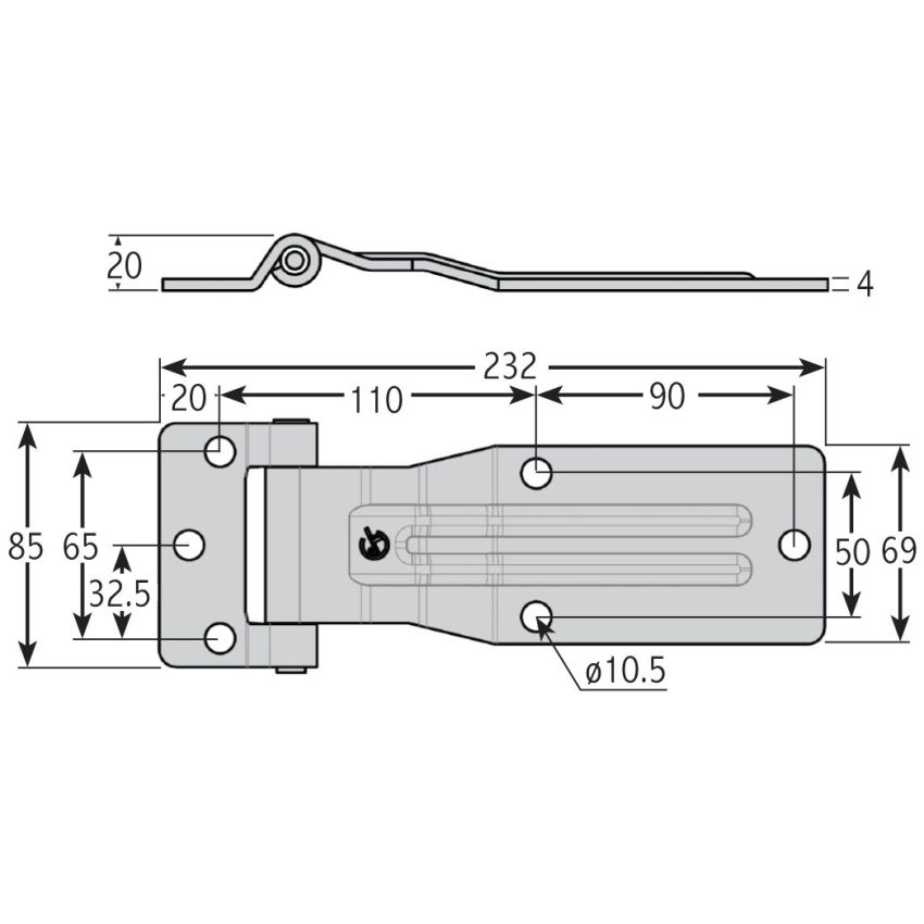 Stainless Steel Raised Blade Door Hinge - 232mm x 69mm
