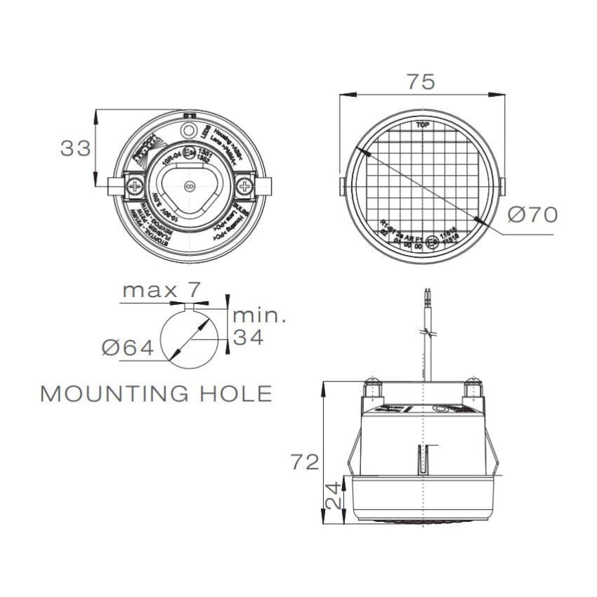 Aspock Roundpoint II LED Rear Light with Fog Lamp