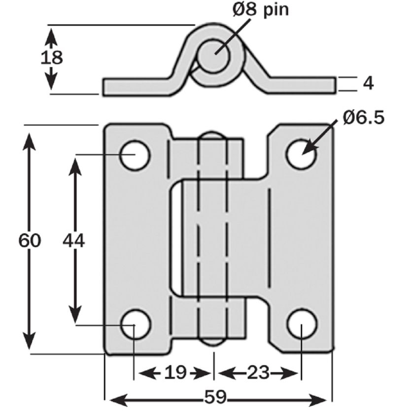 Stainless Door Butt - 59mm
