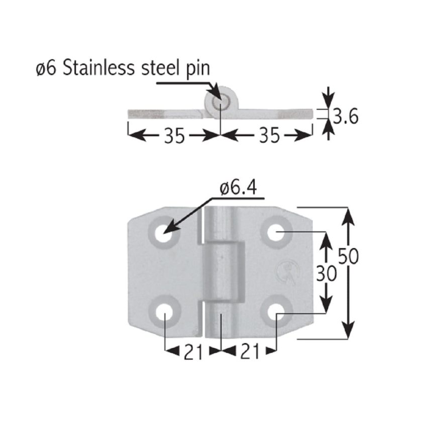 Stainless Door Butt - 50mm