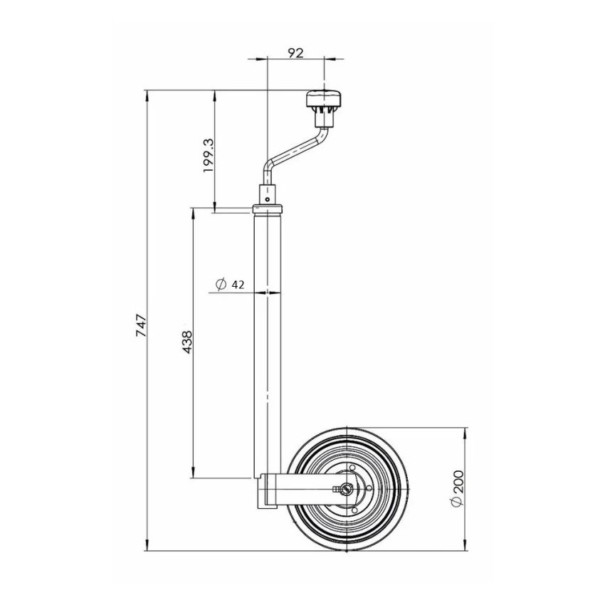Knott Long Handle Jockey Wheel - 42mm