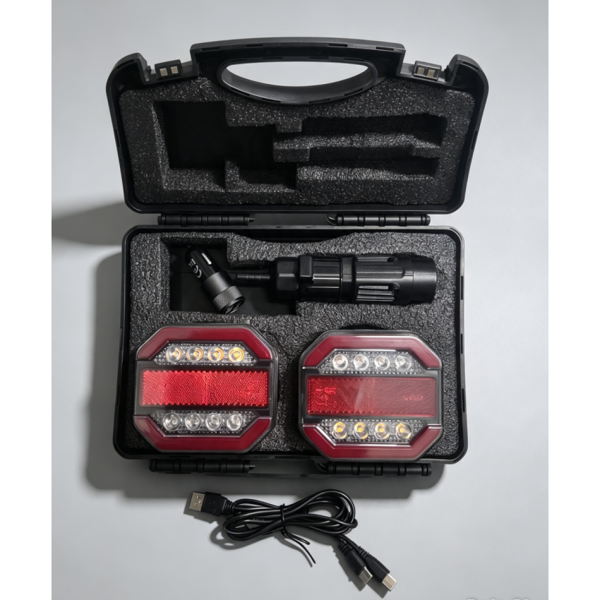 LED Bluetooth Trailer Light Kit, DC12V, Magnetic Base, LED Light Source, ABS+PC Housing, IP65, ECE R10+R148+150 Approved, 7-Pin