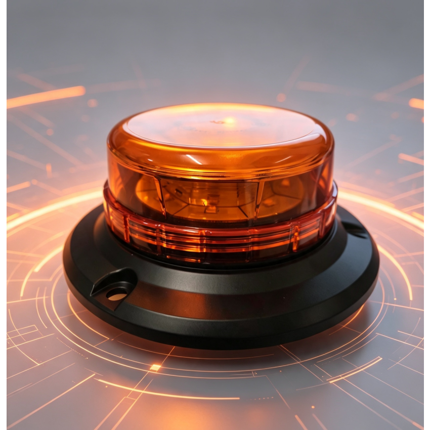 LED Warning Beacon, 3 Functions(Single  Flashing/Dual Flashing/Rotating), Single-Bolt Base, ECE