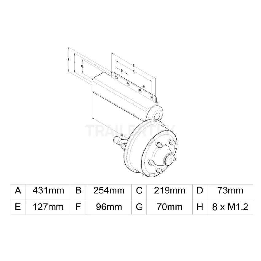 Peak 1800kg Suspension Units 250 x 40 Sealed Bearings 5 on 6.5