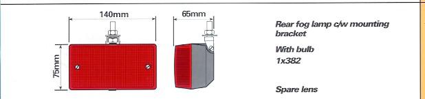 Rear Fog Lamp 12v With Mounting Bracket