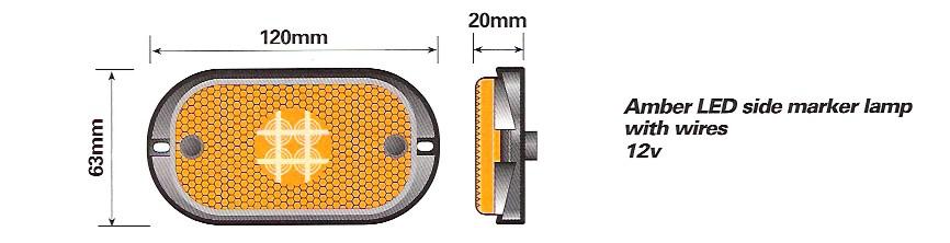 LED amber side marker light