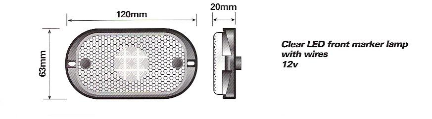 LED Clear Front Marker Light 12/24v