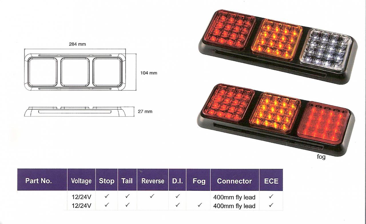 LAP LED, 3-unit, 4-function combo lamp with fog