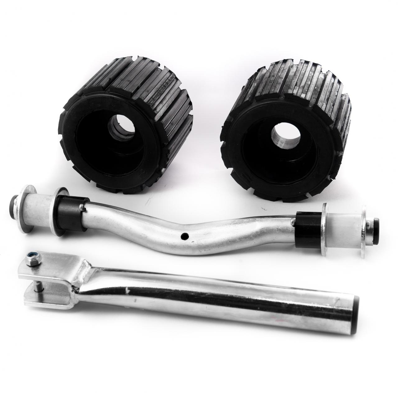 Ribbed roller set with curved shaft and stem