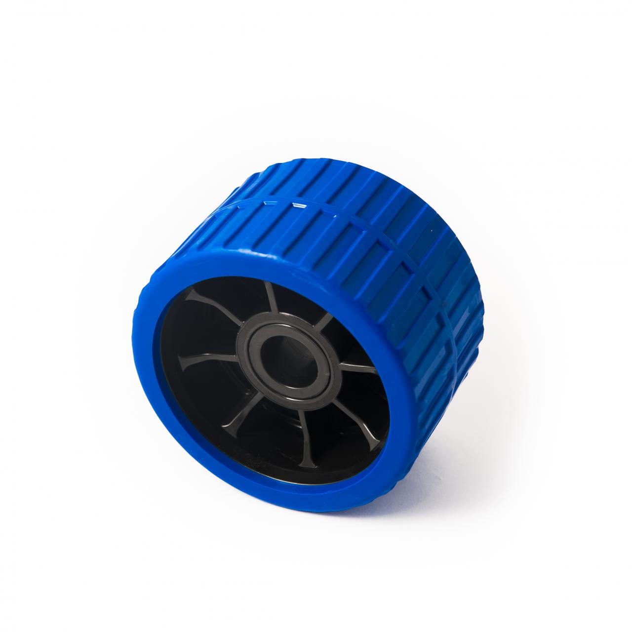 Blue ribbed roller 74w x 120mm. dia. with 21mm. bore