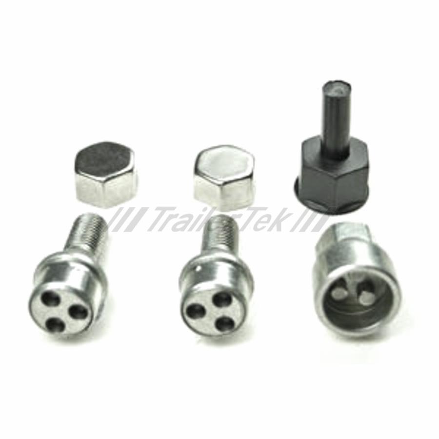 Locking bolt kit for alloy wheels, single axle