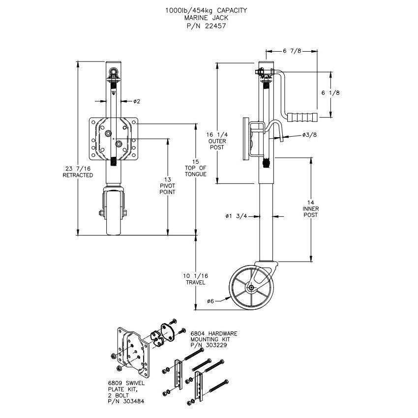 Dutton Lainson pivoting jockey wheel DL6400