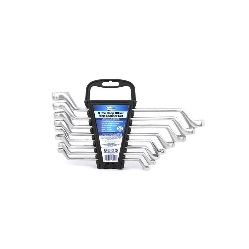 8 Piece Deep Offset Ring Steel Spanner Set