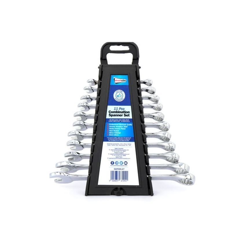 11 Piece Mirror Polished Steel Combination Spanner Set