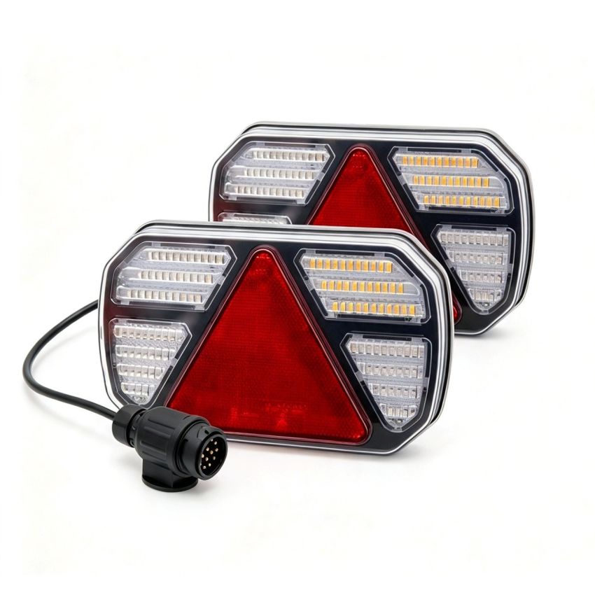 TrailerTek LED Rear Combination Lamp Pair 12-24v 13-Pin Plug