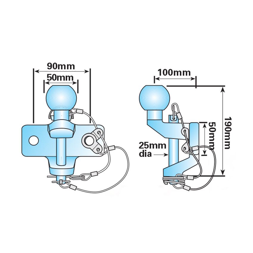 50mm Ball and Pin Hitch 3.5 tonne Capacity