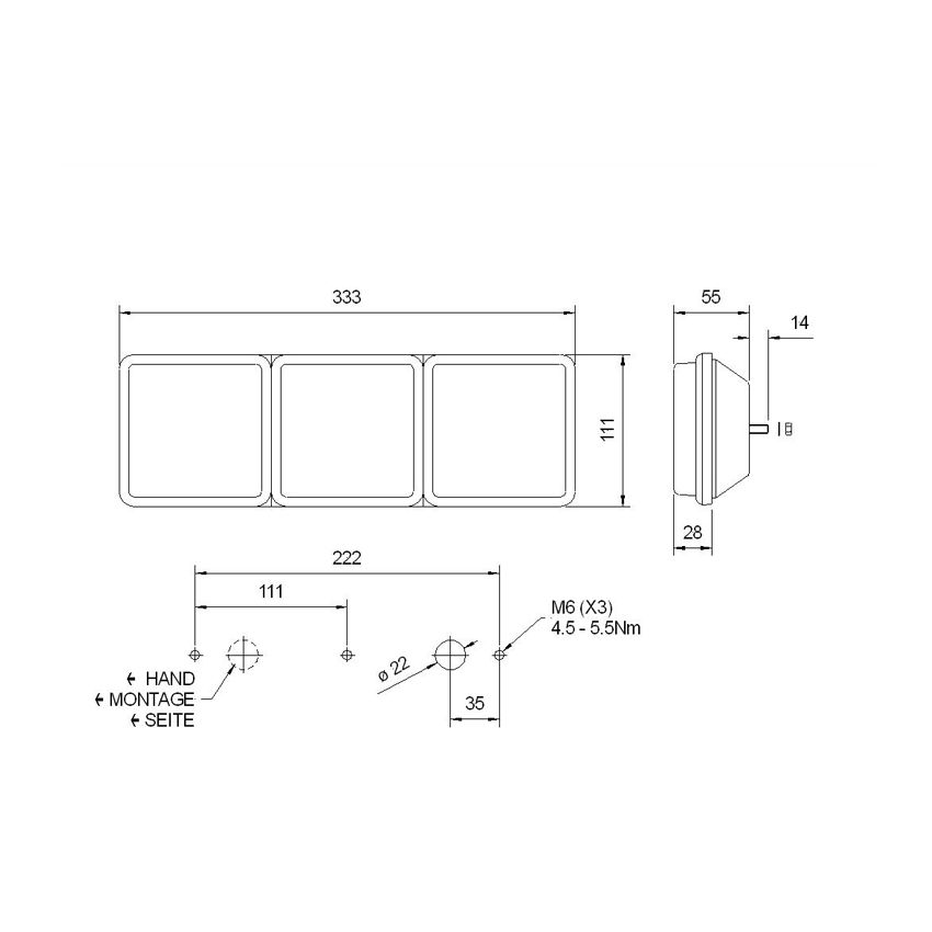 Truck-Lite Modular Combination Lamp Stop / Tail / Indicator / Fog functions 313/01/24