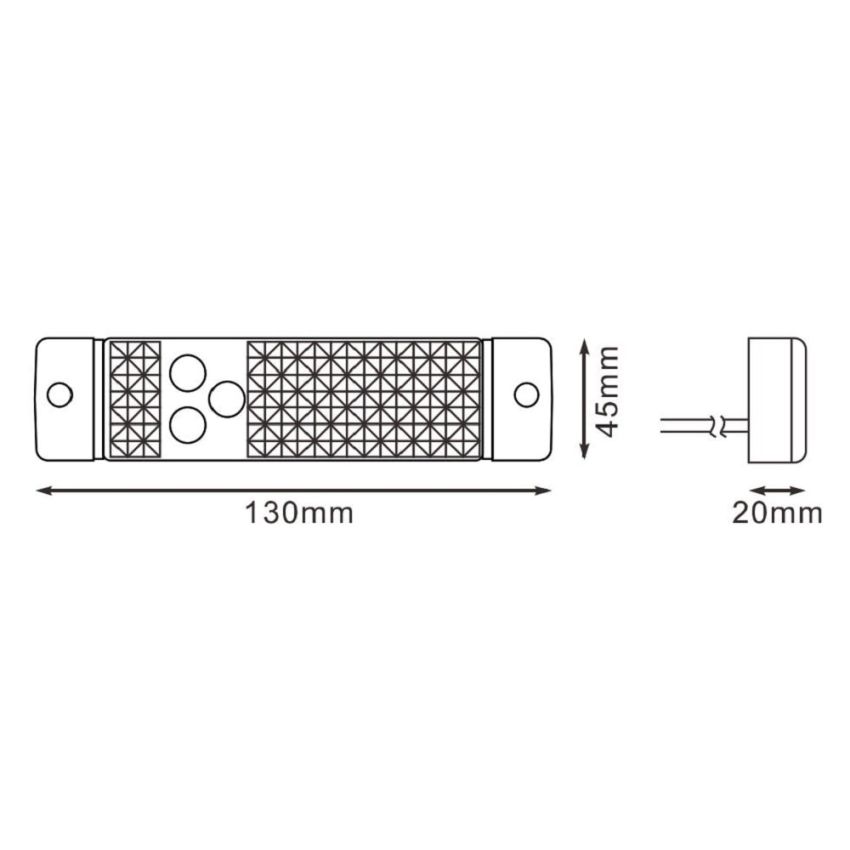 TrailerTek LED Side Marker Light, Rectangle Amber Lens, Screw Base, 12-24V 