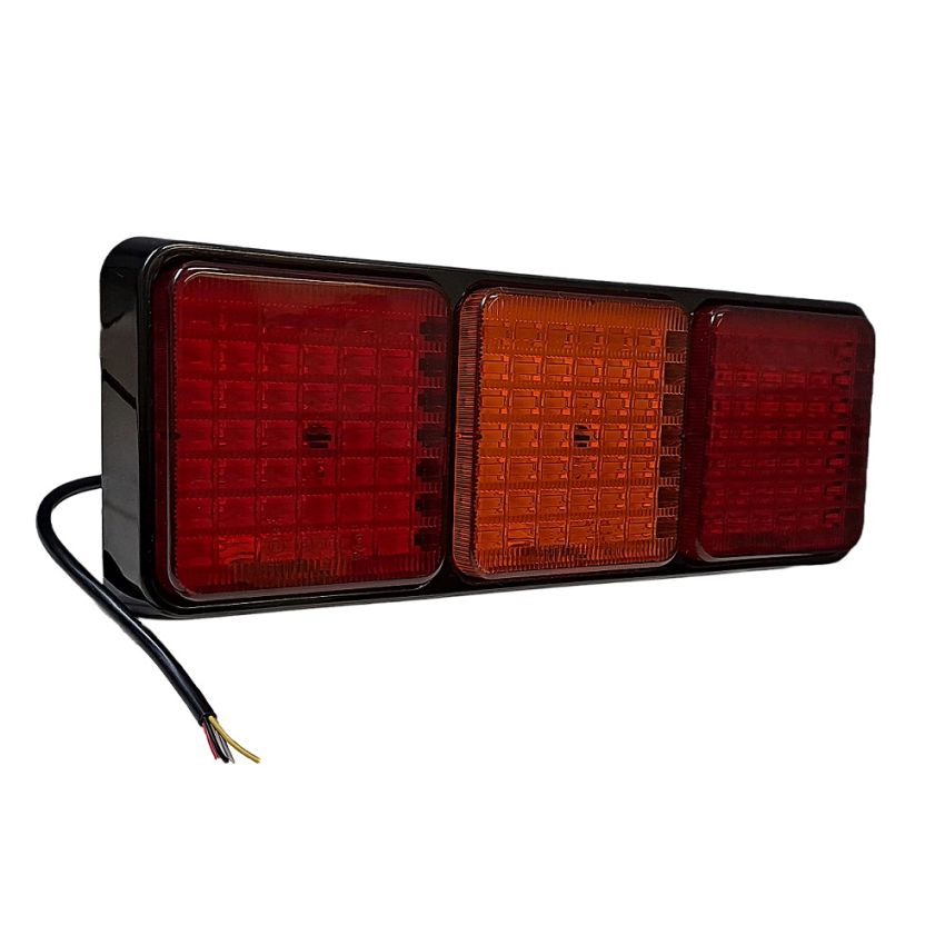 TrailerTek LED Truck Light Triple-Square, 4 Functions Position/Brake/Direction/Fog, 12-24V