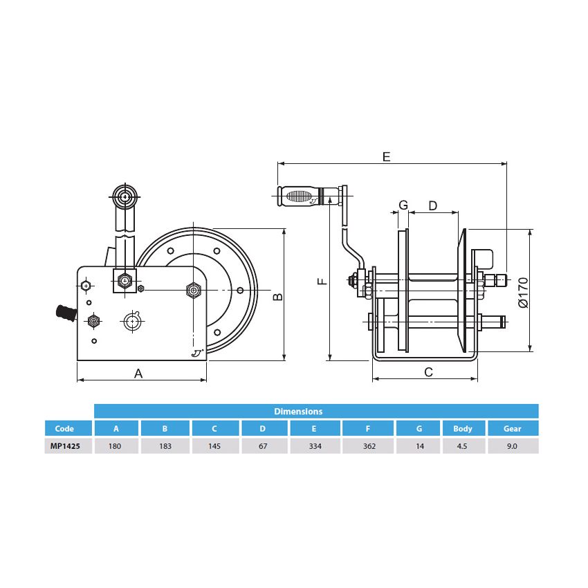 TT Pro 2-speed hand winch 1100/2500lb cap.