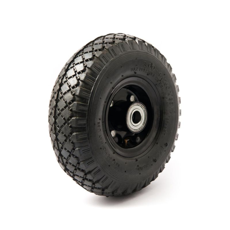 Pneumatic wheel with black steel rim