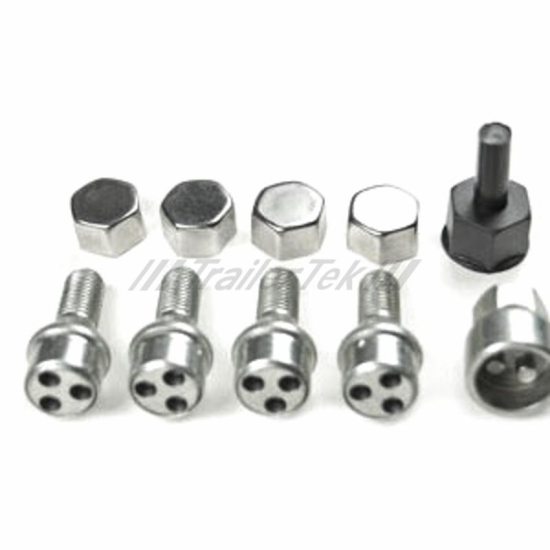 Locking bolt kit for alloy wheels, twin axle