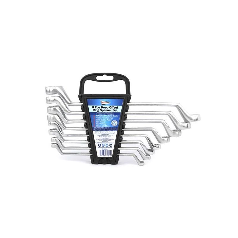 8 Piece Deep Offset Ring Steel Spanner Set