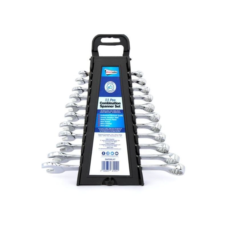 11 Piece Mirror Polished Steel Combination Spanner Set